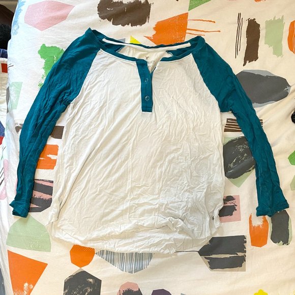 American Eagle Teal Baseball Long Sleeve Tee - Picture 2 of 2